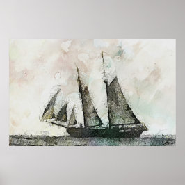 Póster Schooner - vintage art