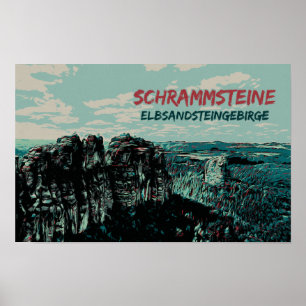 Póster Schrammsteine, Montañas Elbe Sandstone