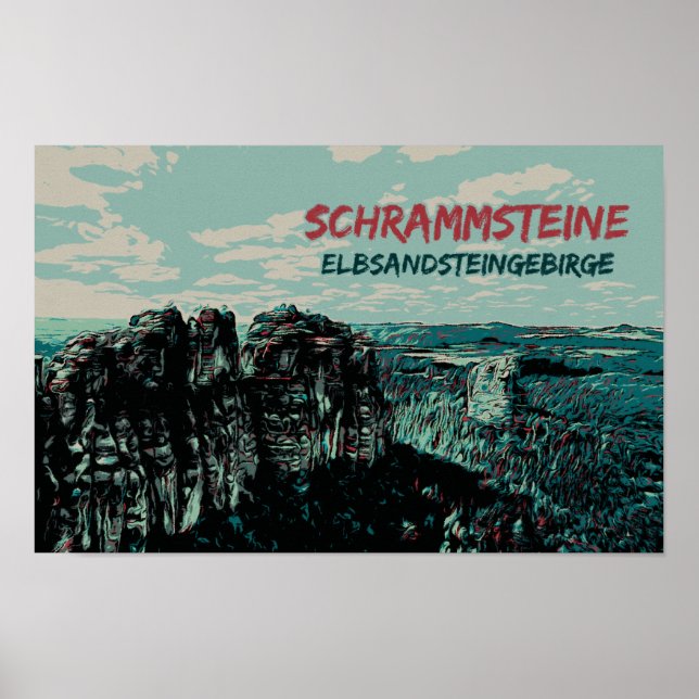 Póster Schrammsteine, Montañas Elbe Sandstone (Frente)
