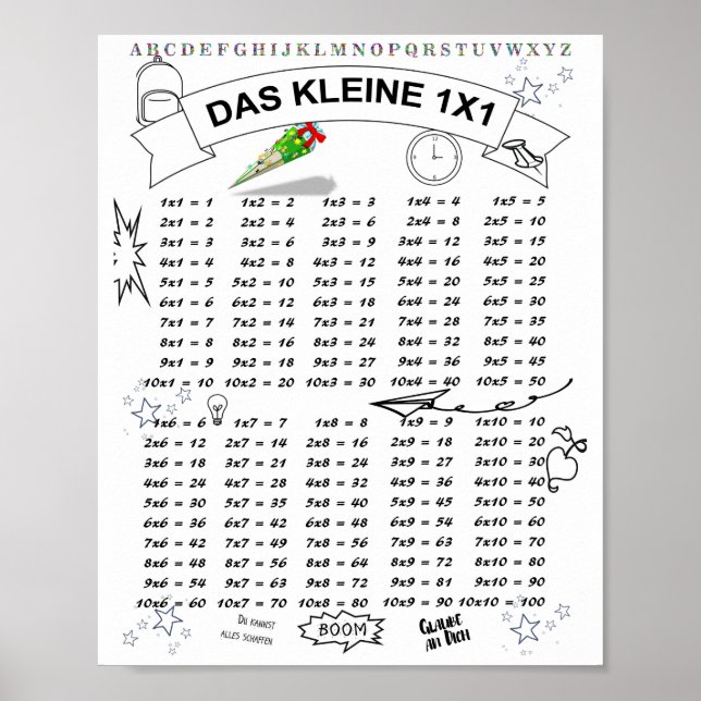 Póster Schulanfang kleines 1x1 Rechnen lernen (Frente)