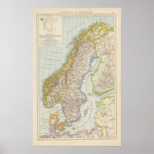 Póster Schweden, Norwegen - Suecia y mapa de Noruega
