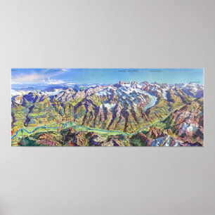 Póster "Schweiz: 1960er/heute - Wallis Panoramakarte