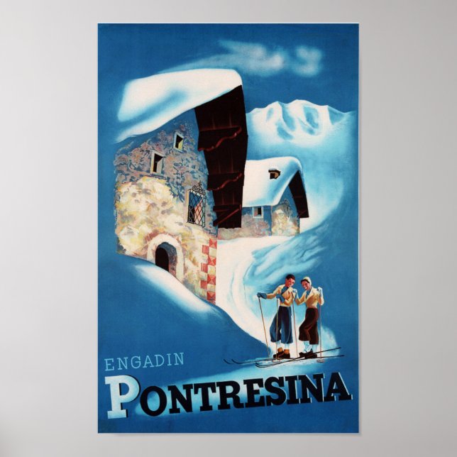 Póster " Schweiz: 2022/heute Engadin - Pontresina Winter (Frente)