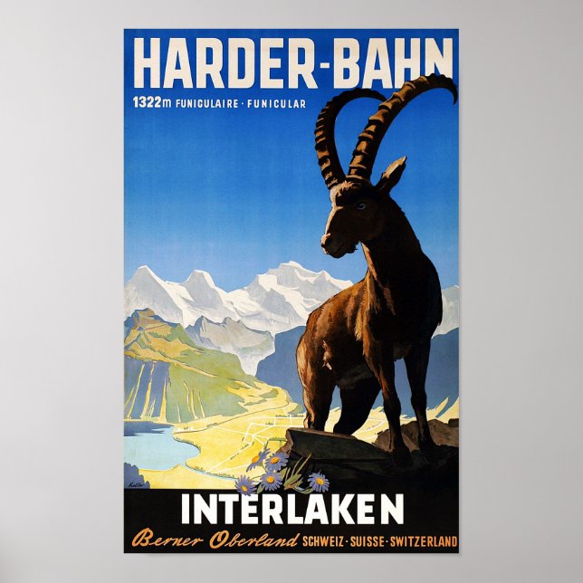 Póster " Schweiz: 2022/heute Interlaken - Harder Bahn ... (Frente)