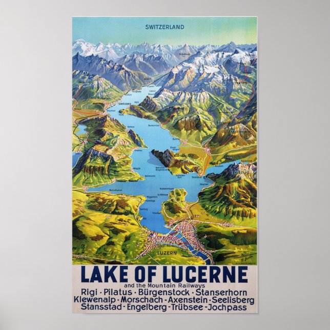 Póster " Schweiz: 2022/heute- Vierwaldstättersee Panorama (Frente)