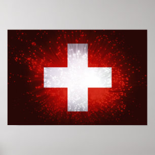 Póster Schweiz; Bandera de Suiza
