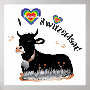Póster Schweiz, Suisse, Svizzera, Svizra, Suiza