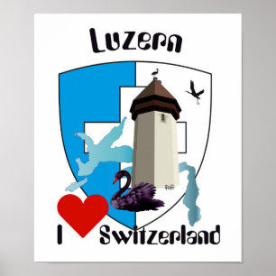 Póster Schweiz, Suisse, Svizzera, Svizra, Suiza