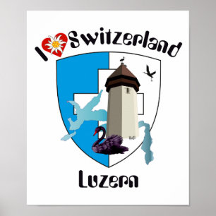 Póster Schweiz, Suisse, Svizzera, Svizra, Suiza