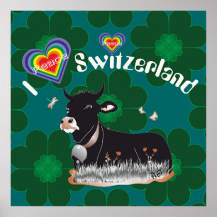 Póster Schweiz, Suisse, Svizzera, Svizra, Suiza