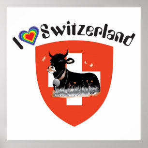 Póster Schweiz, Suisse, Svizzera, Svizra, Suiza