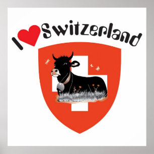 Póster Schweiz, Suisse, Svizzera, Svizra, Suiza