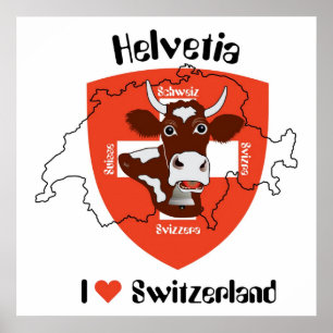 Póster Schweiz, Suisse, Svizzera, Svizra, Suiza