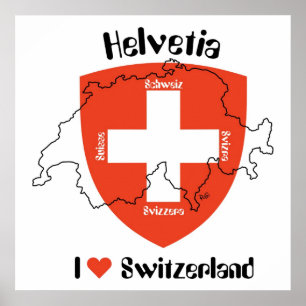 Póster Schweiz, Suisse, Svizzera, Svizra, Switzerland