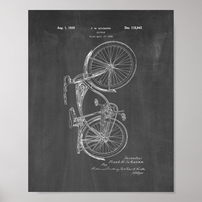 Póster Schwinn Bicycle Patent - Chalkboard (Frente)
