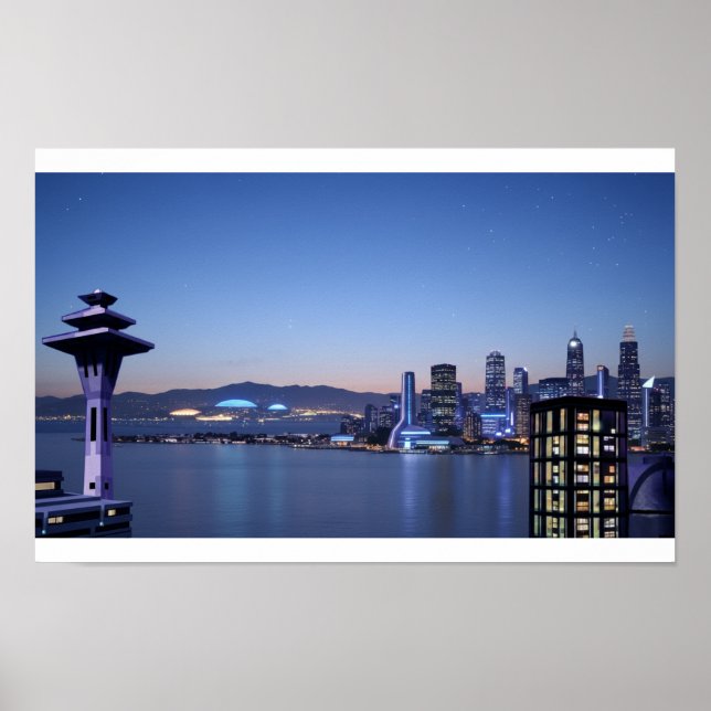 Póster Sci-Fi city background (Frente)