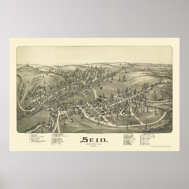 Póster Scio, OH Mapa Panorámico - 1899a (Frente)