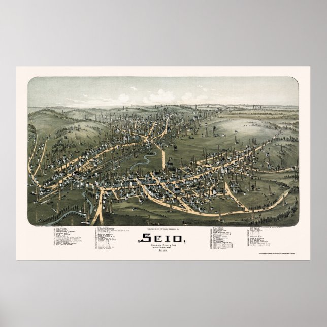 Póster Scio, OH Mapa Panorámico - 1899b (Frente)