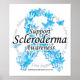 Póster Scleroderma Ribbon de las mariposas