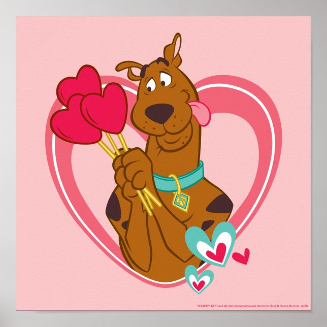 Póster Scooby-Doo Holding Heart Lolipops (Frente)