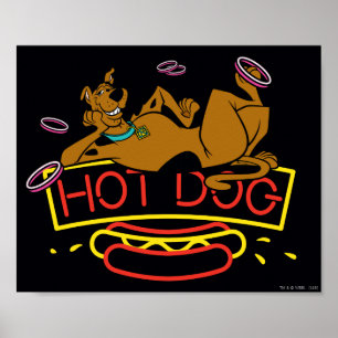 Póster Scooby-Doo Rótulo de neón de perro caliente