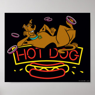 Póster Scooby-Doo Rótulo de neón de perro caliente