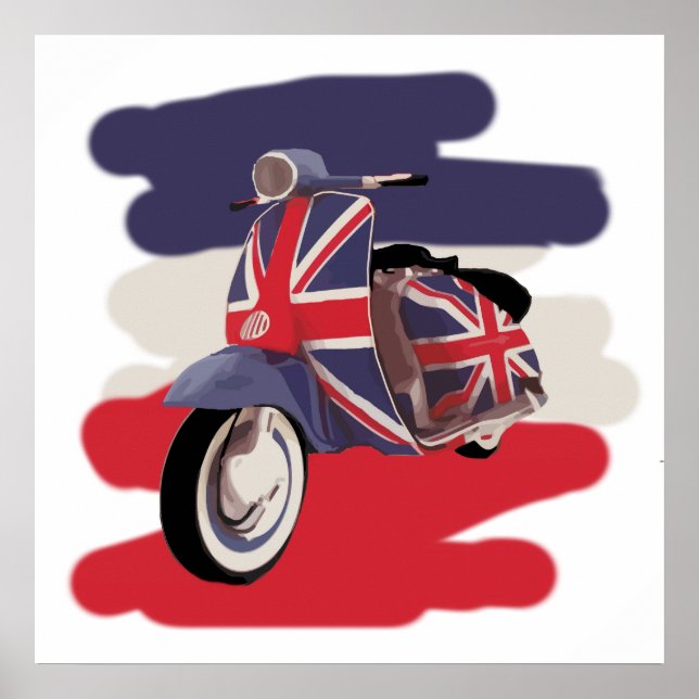 Póster Scooter de Union Jack Brit (Frente)