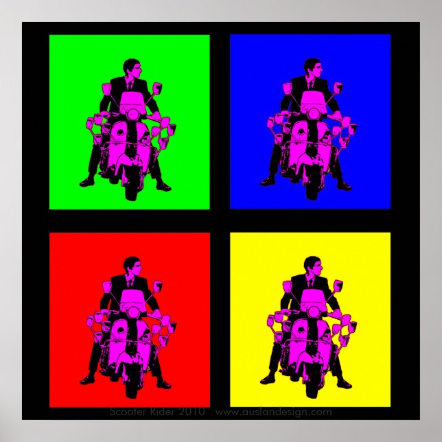 Póster Scooter Rider 2010 Colored Pop Art (Frente)