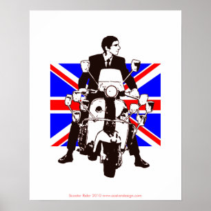 Póster Scooter Rider 2010 Union Jack Background Poster