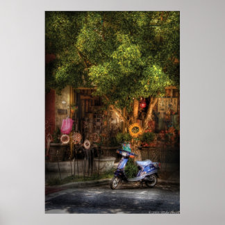 Póster Scooter - Sentado entre flores urbanas