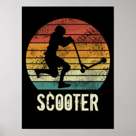 Póster Scooter vintage sunset retro E-Scooter