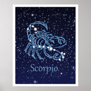 Póster Scorpio Constellation and Zodiac Sign with Stars