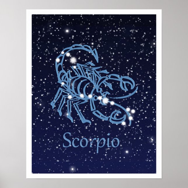 Póster Scorpio Constellation and Zodiac Sign with Stars (Frente)