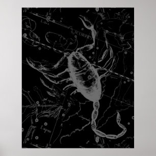 Póster Scorpio Constellation Hevelius 1690 en negro