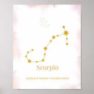 Póster Scorpio Gold Zodiac Wall Art – Celestial Constella