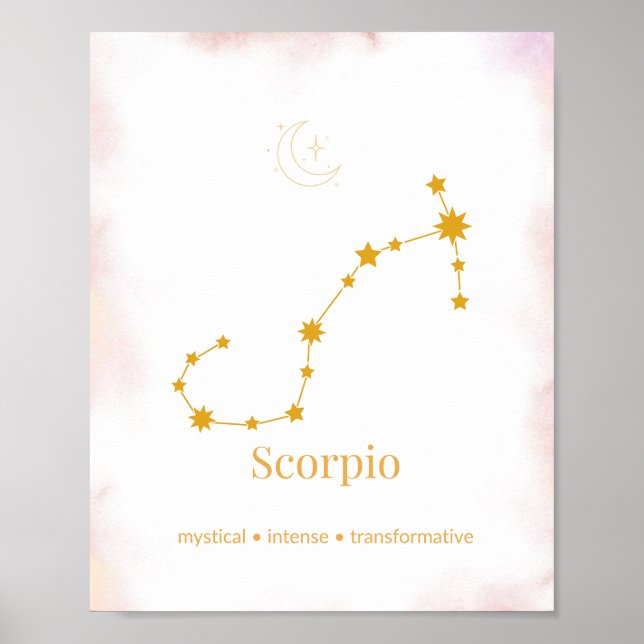 Póster Scorpio Gold Zodiac Wall Art – Celestial Constella (Frente)