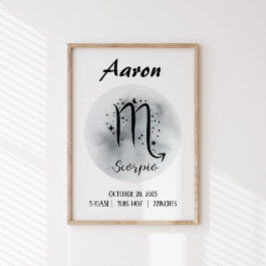 Póster Scorpio Personalizado Zodiac Nombre personalizado