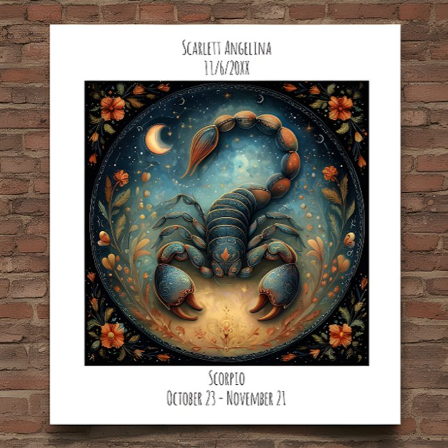 Póster Scorpio Zodiac Astrology Name & Birthday (Subido por el creador)
