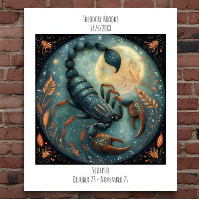 Póster Scorpio Zodiac Astrology Name & Birthday (Subido por el creador)