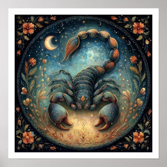 Póster Scorpio Zodiac Birth Sign Astrology Celestial (Frente)