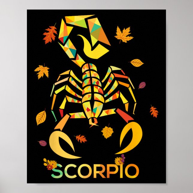 Póster Scorpio Zodiac Fall Scorpion Cumpleaños (Frente)