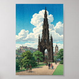 Póster Scott Monument of Edinburgh Japanese Woodblock Pri