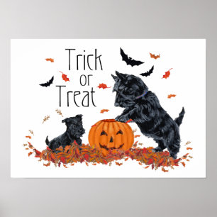 Póster SCOTTIE Papá y cachorro Halloween