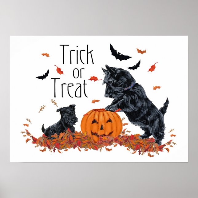 Póster SCOTTIE Papá y cachorro Halloween (Frente)