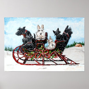 Póster Scottie Sleigh Ride