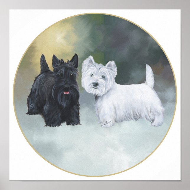 Póster Scottie Westie Invierno (Frente)