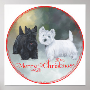 Póster Scottie Westie Navidad