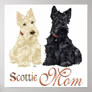 Póster Scotties Trigos y Negros Día de la Madre
