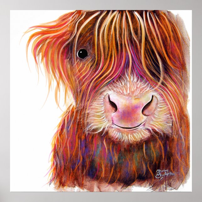 Póster SCoTTiSH HigHLaND CoW ' THe KiD 2 ' de SHiRLeY Mac (Frente)