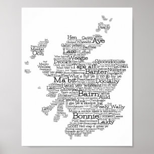 Póster Scottish Slang Word Map